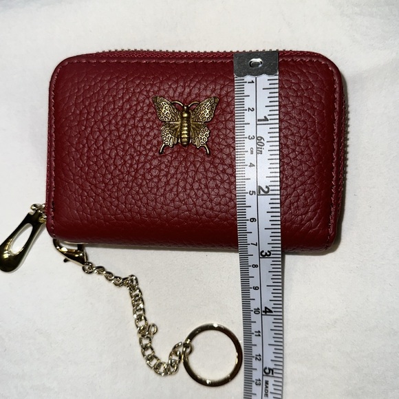 💖New List Imeetu burgundy wallet, card & coin holder, butterfly monogram &chain - Picture 8 of 8